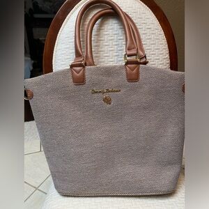 Tommy Bahama bucket purse, condition is new brown, and gold with leather straps